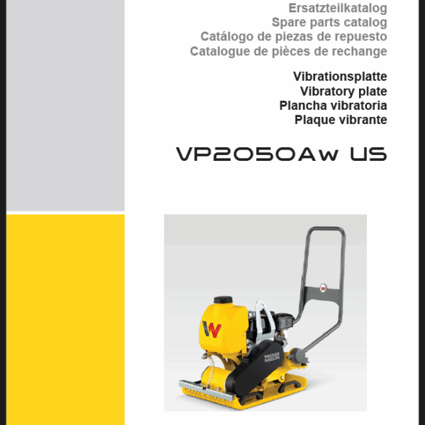 Wacker Neuson VP2050Aw US Vibratory Plate Parts Manual