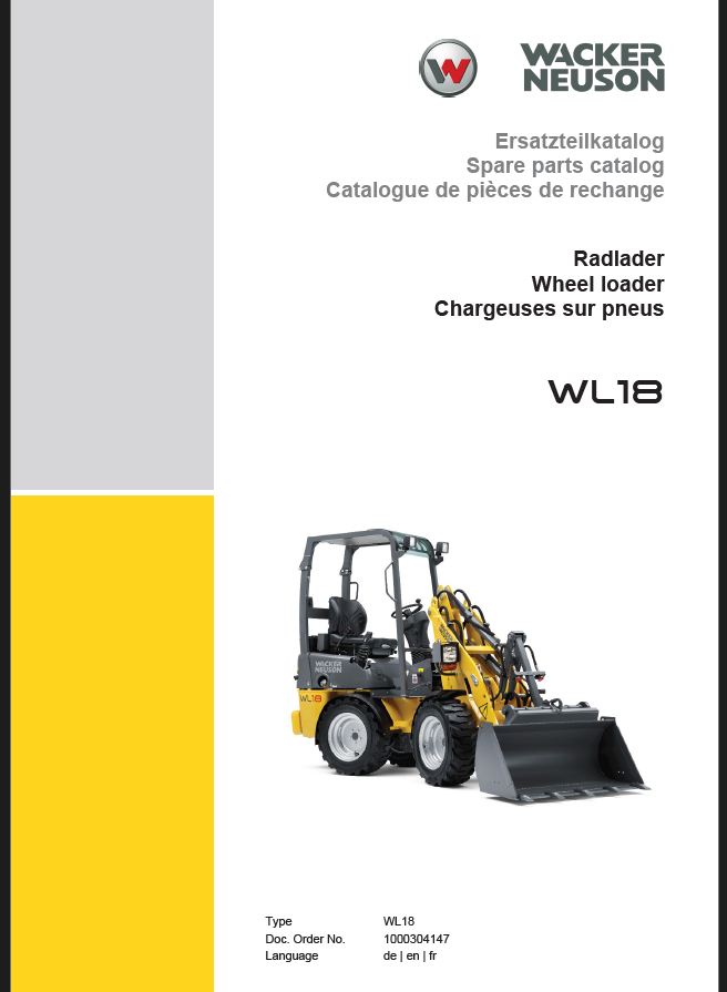 Wacker Neuson WL18 Wheel Loader Parts Manual