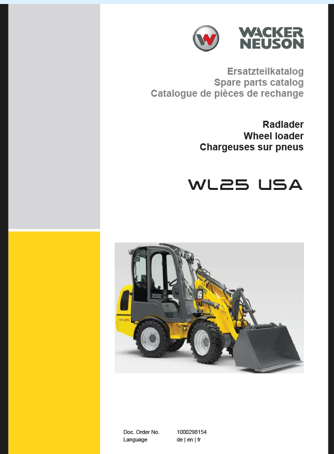Wacker Neuson WL25 USA Wheel Loader Parts Manual
