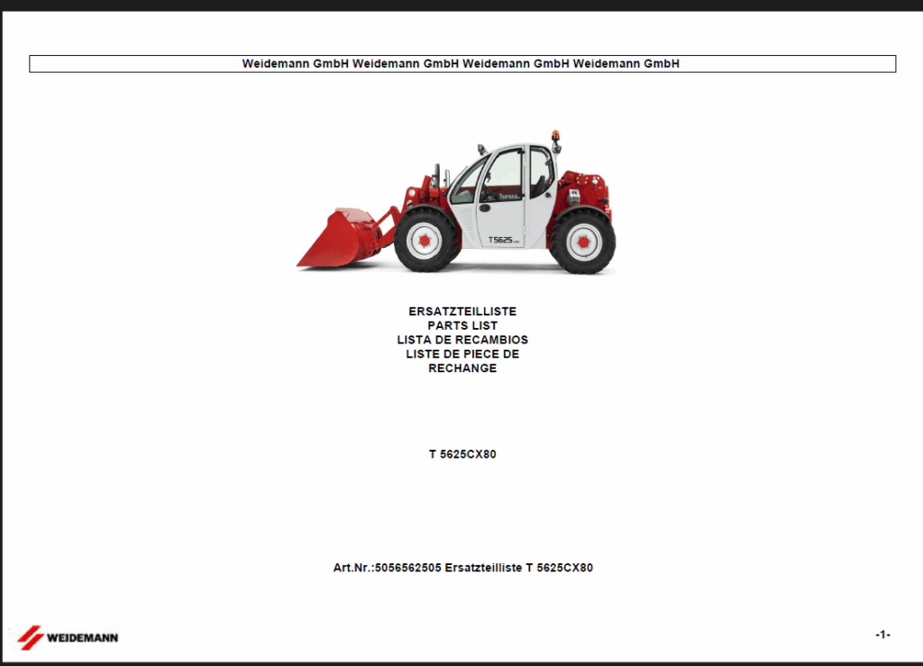 Wacker Neuson T 5625CX80 Wheel Loader Parts Manual