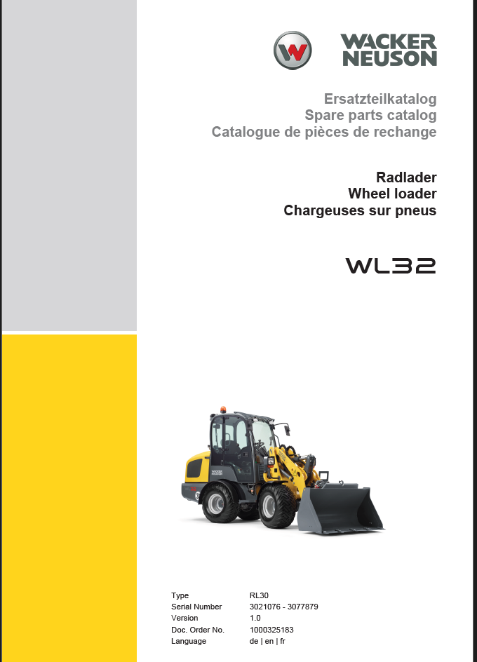 Wacker Neuson WL32 Wheel Loader Parts Manual