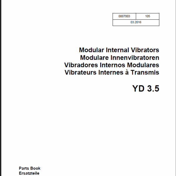Wacker Neuson YD 3.5 Modular Internal Vibrators Parts Manual