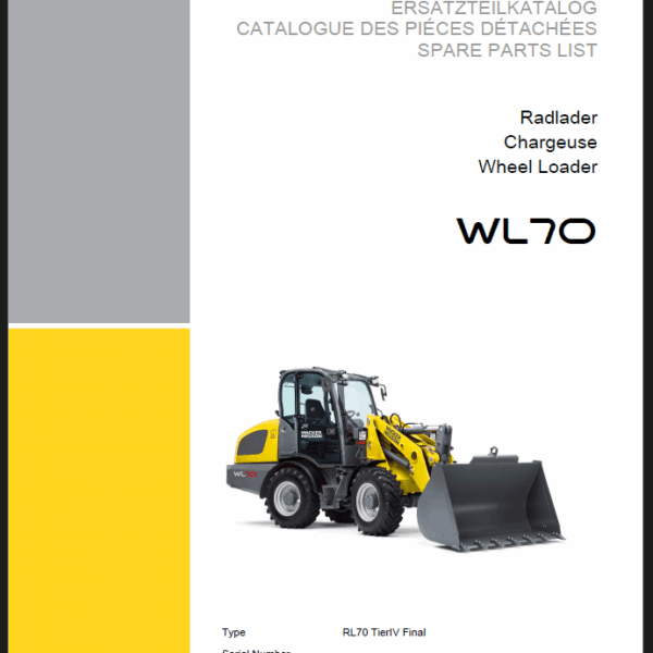 Wacker Neuson WL70 Wheel Loader Parts Manual