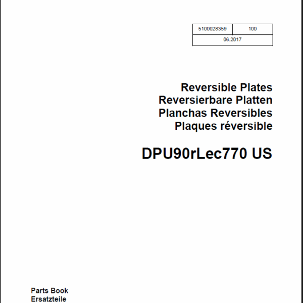 Wacker Neuson DPU90rLec770 US Reversible Plates Parts Manual