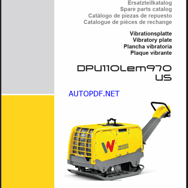 Wacker Neuson DPU110Lem970 US Vibratory Plate Parts Manual