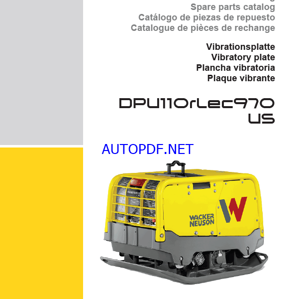 Wacker Neuson DPU110rLec970 US Vibratory Plate Parts Manual