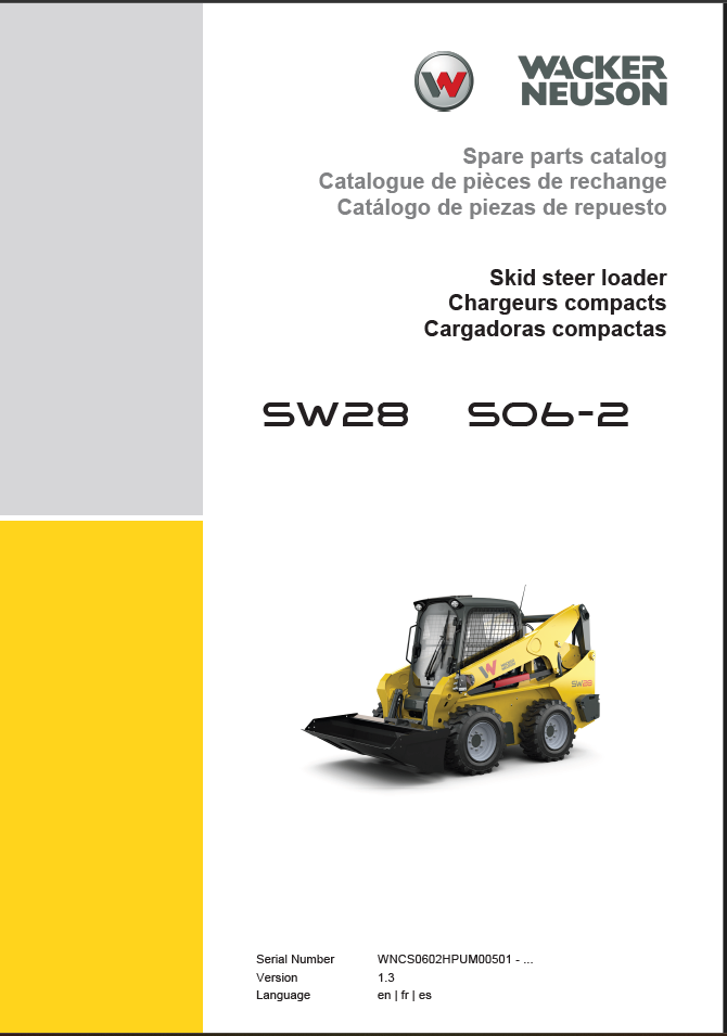 Wacker Neuson SW28 S06-2 Skid Steer Loader Parts Manual