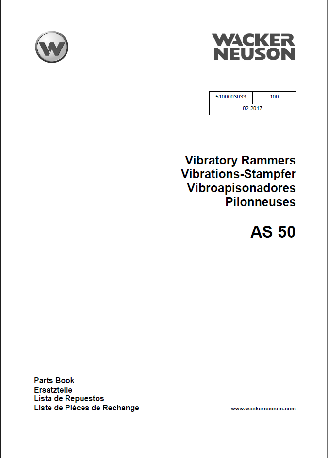 Wacker Neuson AS50 Vibratory Rammers Parts Manual