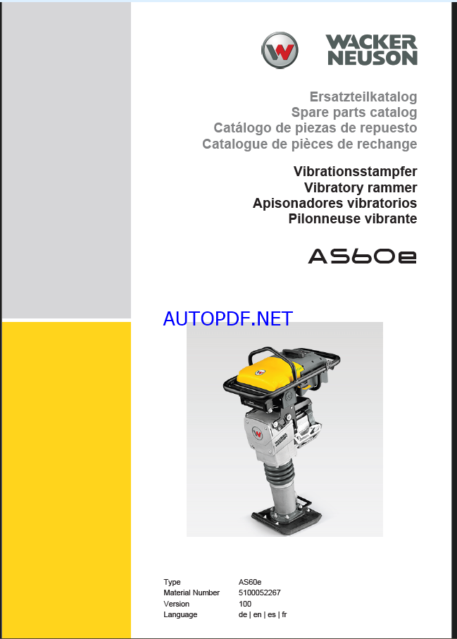 Wacker Neuson AS60e Vibratory Rammers Parts Manual