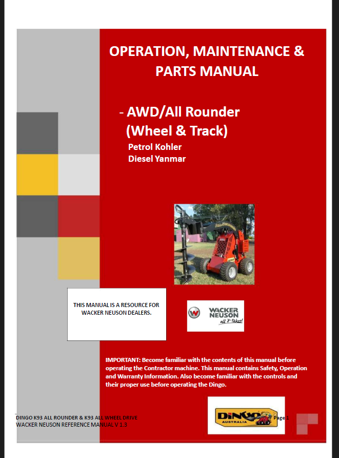 Wacker Neuson AWD All Rounder (Wheel & Track) Operation, Maintenance and Parts Manual