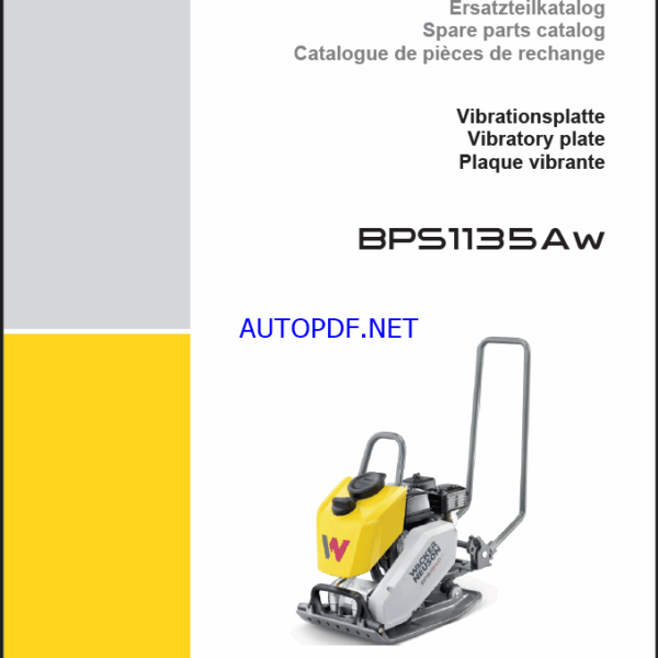 Wacker Neuson BPS1135Aw Vibratory Plate Parts Manual