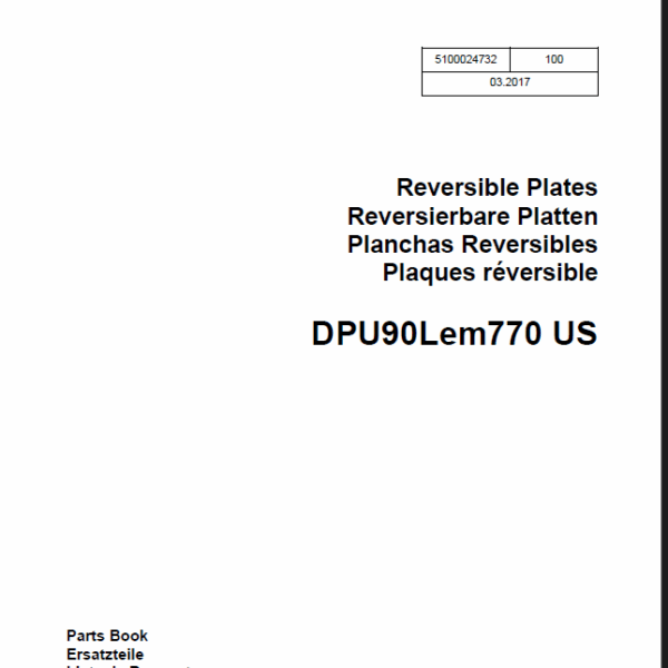 Wacker Neuson DPU90Lem770 US Reversible Plates Parts Manual