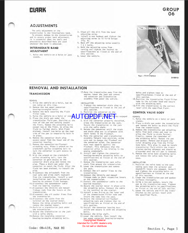 2 Clark Clarktor CTA20, CTA30, CTA40, CTA50E, CTA6 20, CTA6 30, CTA6 40, CTA6 50E, CTAE30, CTAE40, CTAE50 Tow Tractor Gas Models Overhaul Instructions (OH438)