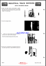 Clark Clarklift H500Y 20, 25, 30 Hydrostatic Drive Forklift Planned Maintenance and Adjustment Procedures Manual (PMA349)