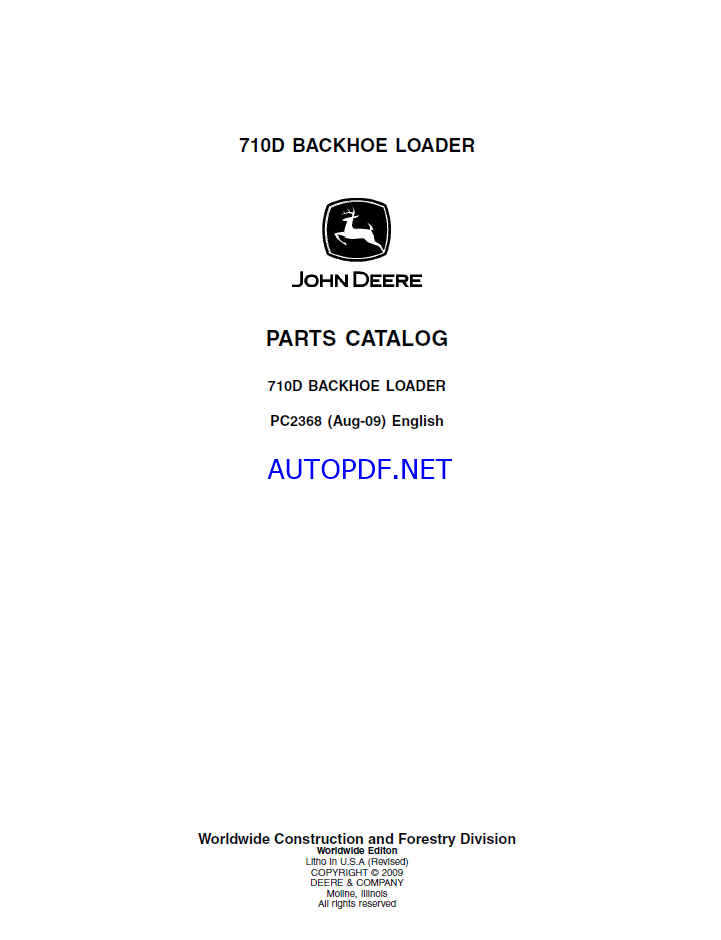 John Deere 710D BACKHOE LOADER Parts Catalog