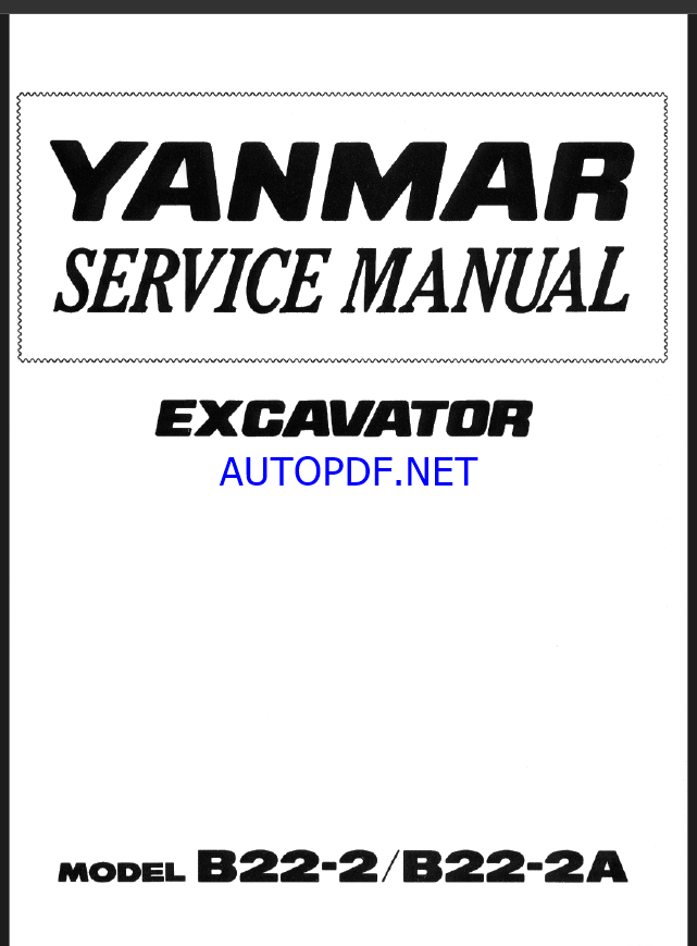 YANMAR B22-2, B22-2A Crawler excavators SERVICE MANUAL