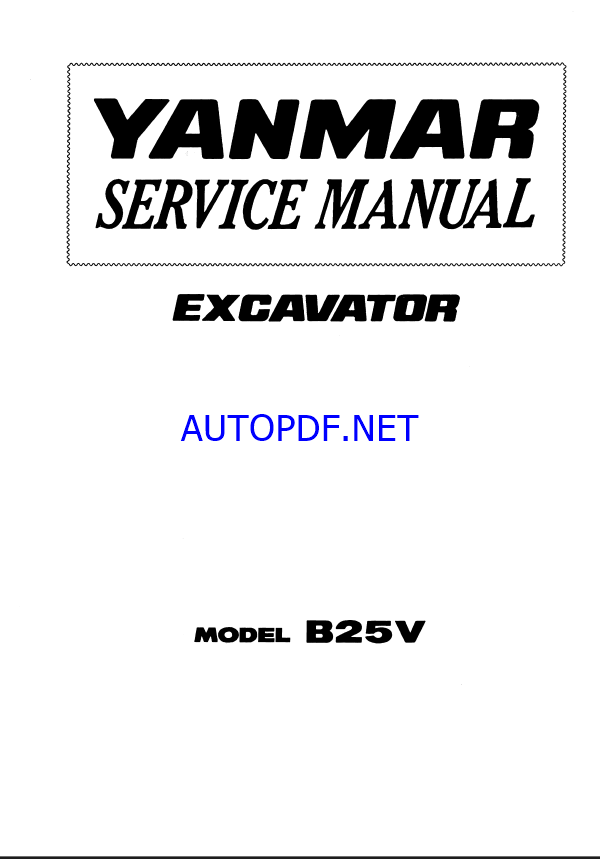 YANMAR B25 Crawler excavators SERVICE MANUAL