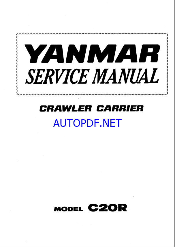 YANMAR C20 Crawler excavators SERVICE MANUAL