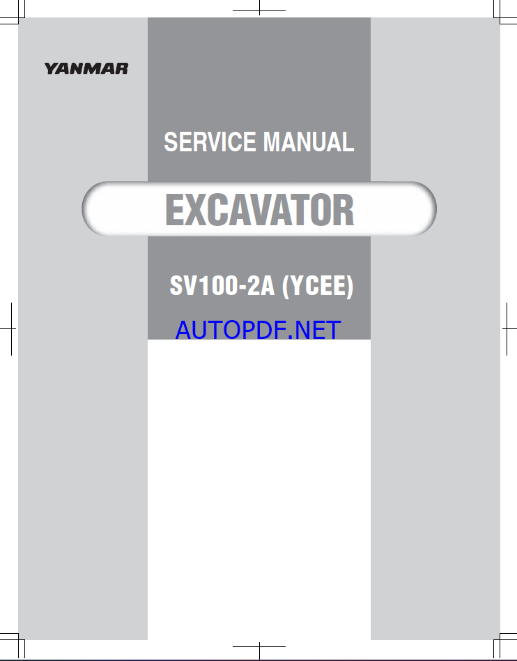 YANMAR SV100-2A Crawler excavators SERVICE MANUAL