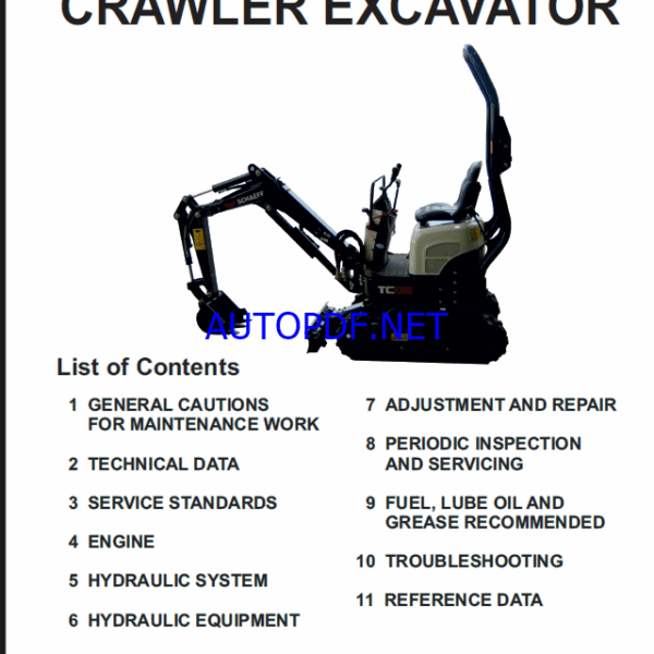 YANMAR TC08 Crawler excavators SERVICE MANUAL