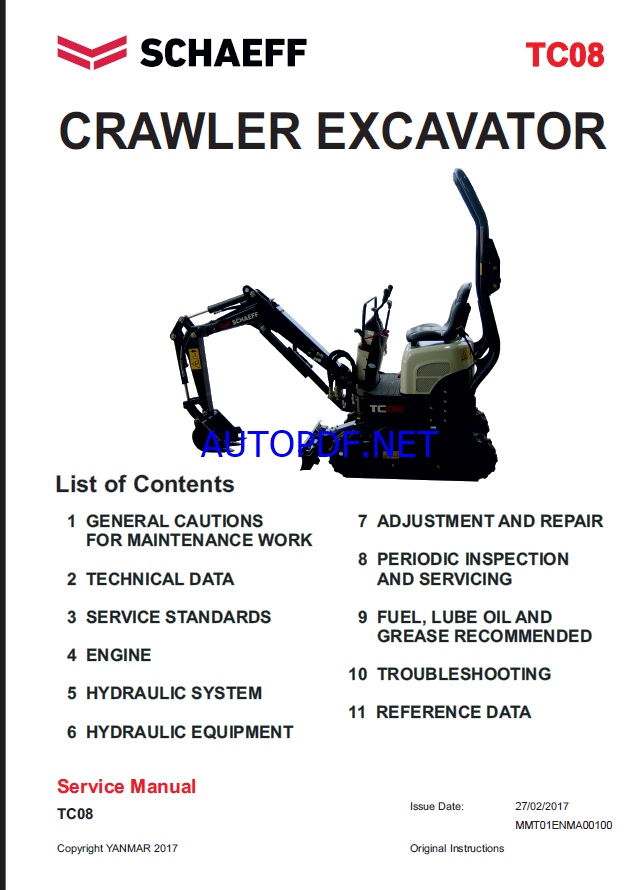 YANMAR TC08 Crawler excavators SERVICE MANUAL