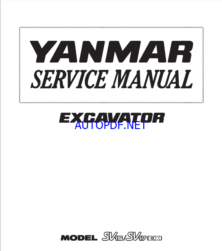 YANMAR SV15 , SV17 ,SV17 E. SV17 EX Crawler excavators SERVICE MANUAL