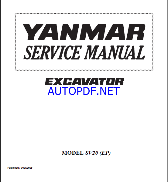 YANMAR SV20 Crawler excavators SERVICE MANUAL