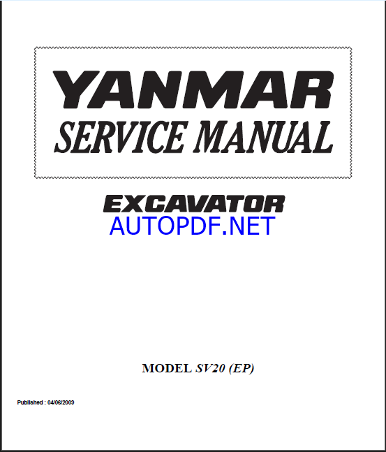 YANMAR SV20 Crawler excavators SERVICE MANUAL