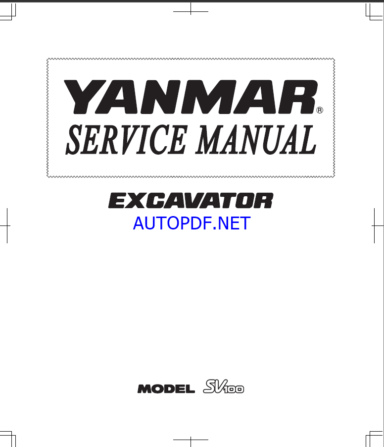 YANMAR SV100 Crawler excavators SERVICE MANUAL