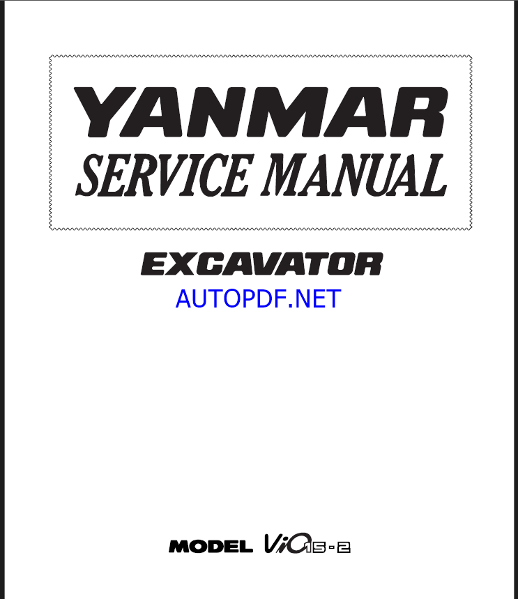 YANMAR VIO15-2 Crawler excavators SERVICE MANUAL
