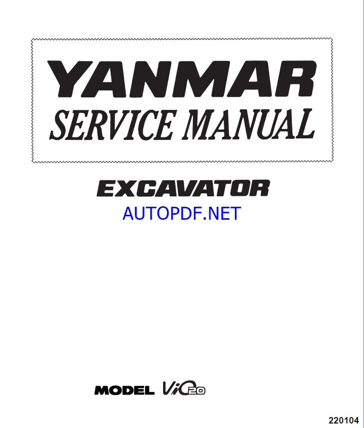 YANMAR VIO20 Crawler excavators SERVICE MANUAL