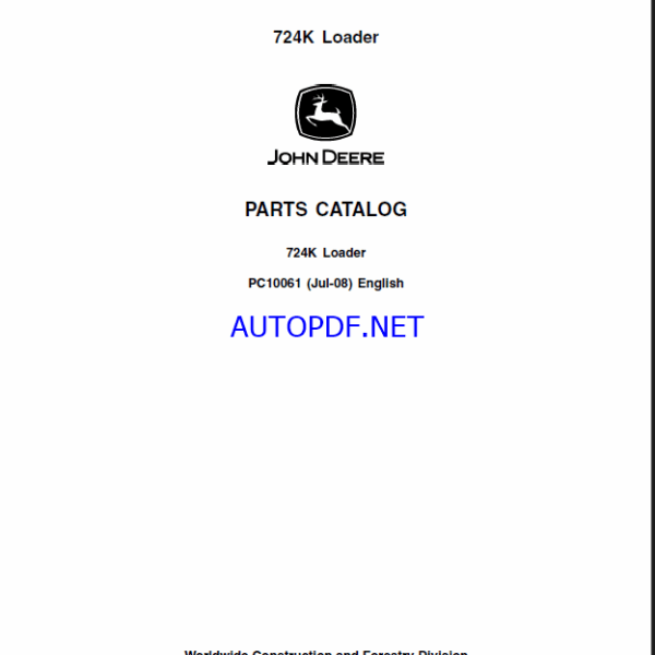 John Deere 724K Loader Parts Catalog