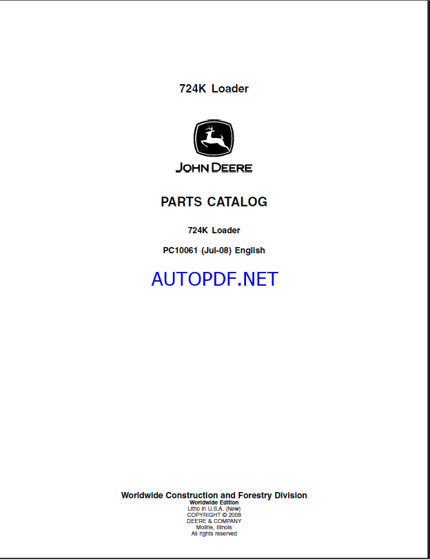 John Deere 724K Loader Parts Catalog