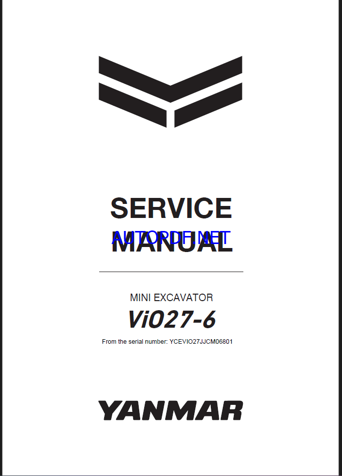 YANMAR VIO27-6 Crawler excavators SERVICE MANUAL