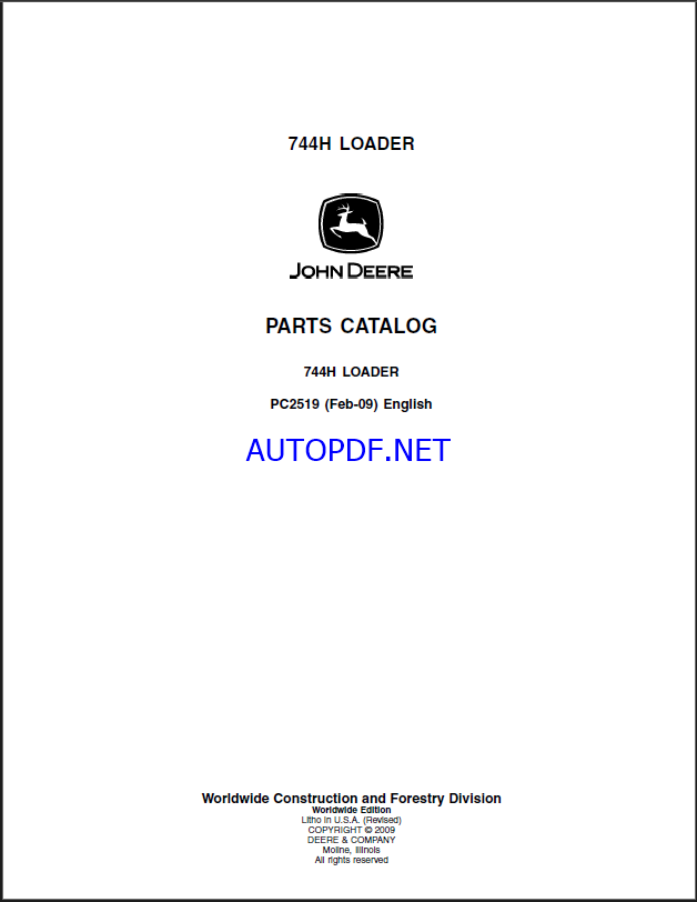 John Deere 744H LOADER Parts Catalog