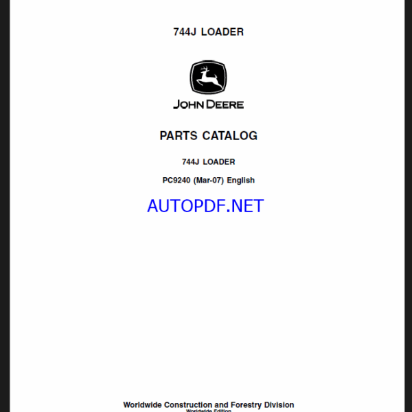 John Deere 744J LOADER Parts Catalog