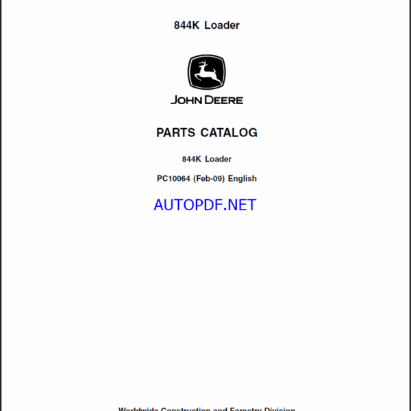 John Deere 844K Loader Parts Catalog