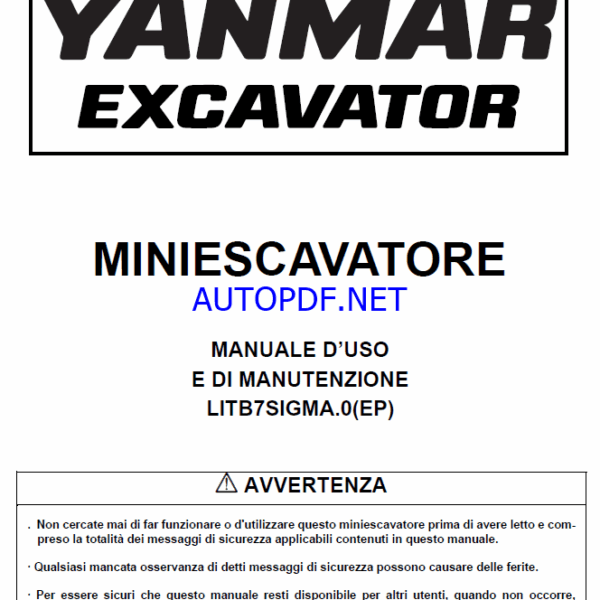 YANMAR B7 MANUALE D’USO E DI MANUTENZIONE