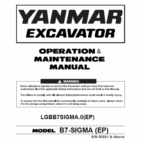 YANMAR B7 OPERATION & MAINTENANCE MANUAL