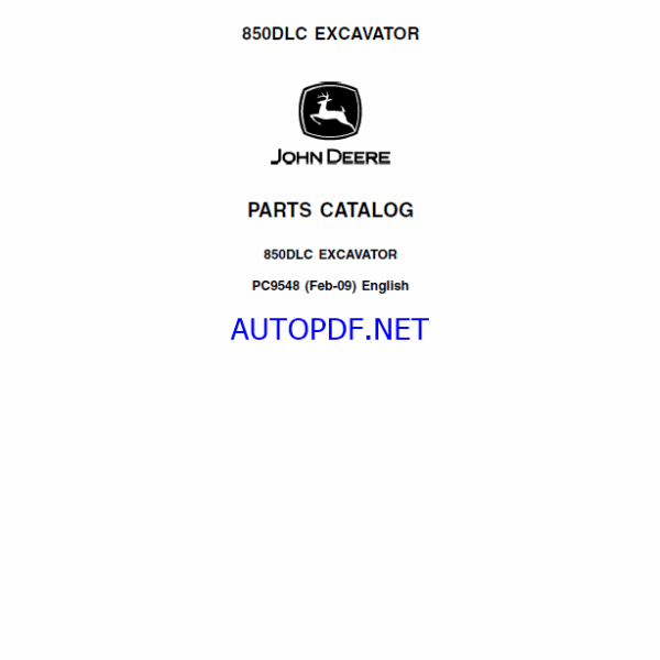 John Deere 850DLC EXCAVATOR Parts Catalog