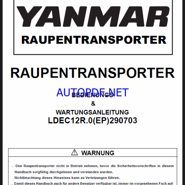 YANMAR C12R BEDIENUNGS & WARTUNGSANLEITUNG