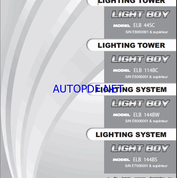 YANMAR ELB 44SC, ELB 114BC, ELB 144BW, ELB 144BS MANUEL D’UTILISATION ET DE MAINTENANCE