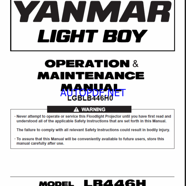 YANMAR LB446H MANUEL D’UTILISATION ET DE MAINTENANCE