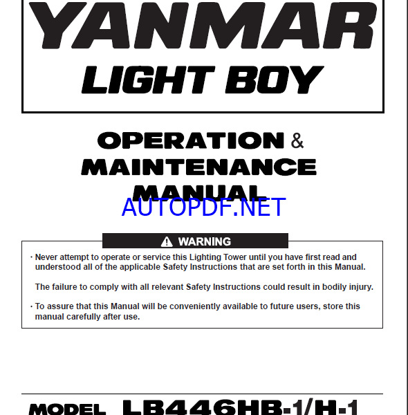 YANMAR LB446HB OPERATION & MAINTENANCE MANUAL