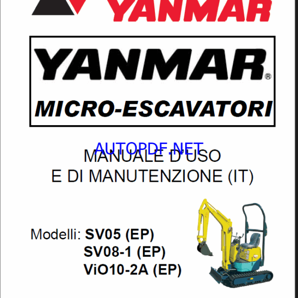YANMAR SV05 ,SV08, ViO10 MANUALE D’USO E DI MANUTENZIONE