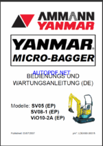 YANMAR SV05, SV08, ViO10 BEDIENUNGS UND WARTUNGSANLEITUNG