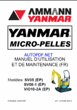YANMAR SV05, SV08, ViO10 MANUEL D’UTILISATION ET DE MAINTENANCE