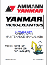 YANMAR SV05, SV08, ViO10 OPERATION & MAINTENANCE MANUAL