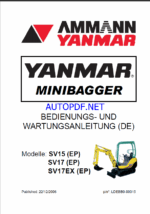 YANMAR SV15 ,SV17, SV17EX BEDIENUNGS- UND WARTUNGSANLEITUNG