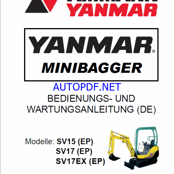 YANMAR SV15 ,SV17, SV17EX BEDIENUNGS- UND WARTUNGSANLEITUNG